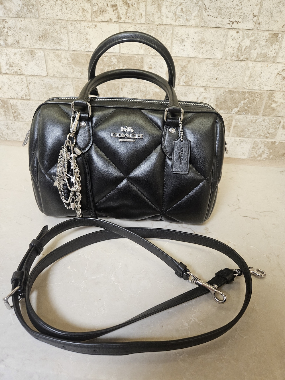 Coach Medium Rowan Satchel in Quilted Black - Picture 2 of 9